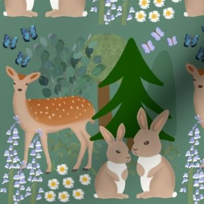 Forest Biome featuring deers and rabbits 7x7