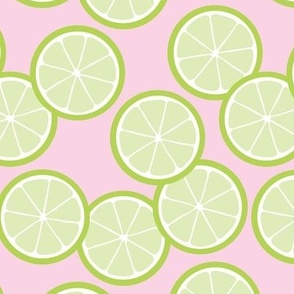 Citrus slices - Colorful minimalist retro pop fruits oranges limes green on pink 