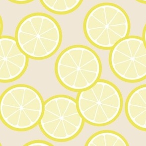 Citrus slices - Colorful minimalist retro pop fruits oranges lemons yellow on oat beige 