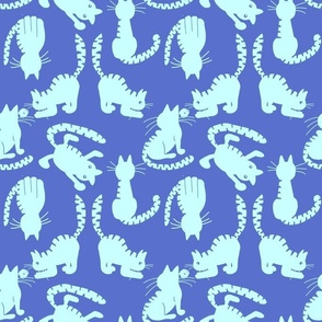Playfull cats in blue