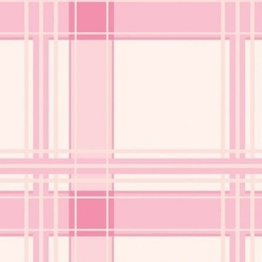 Pink Rose Plaid Check Stripes on Pale Pink 6inch repeat