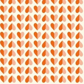 modern geometric hearts · valentine's day · small · orange red and peach on ivory