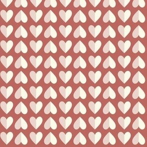 modern geometric hearts · valentine's day · small · ivory, antique pink on wine red