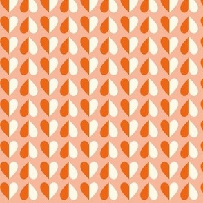 modern geometric hearts · valentine's day · small · orange red and ivory on peach
