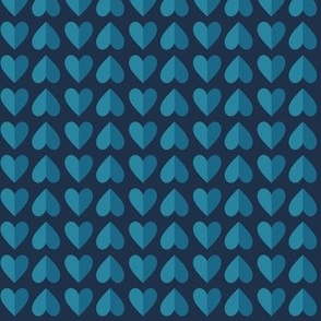 modern geometric hearts · valentine's day  · small · blue, turquoise on dark blue