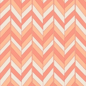 Funky Herringbone in Cream, Pantone Peach, and Pink B24002R02A