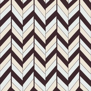 Funky Hand Drawn Herringbone in Black, White, and Cream B24002R04A