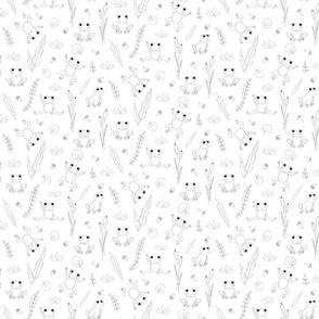 One line little frogs on white background SMALL 
