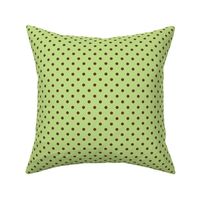 Light Green with Chocolate Polka Dots
