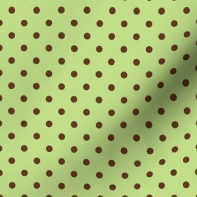 Light Green with Chocolate Polka Dots