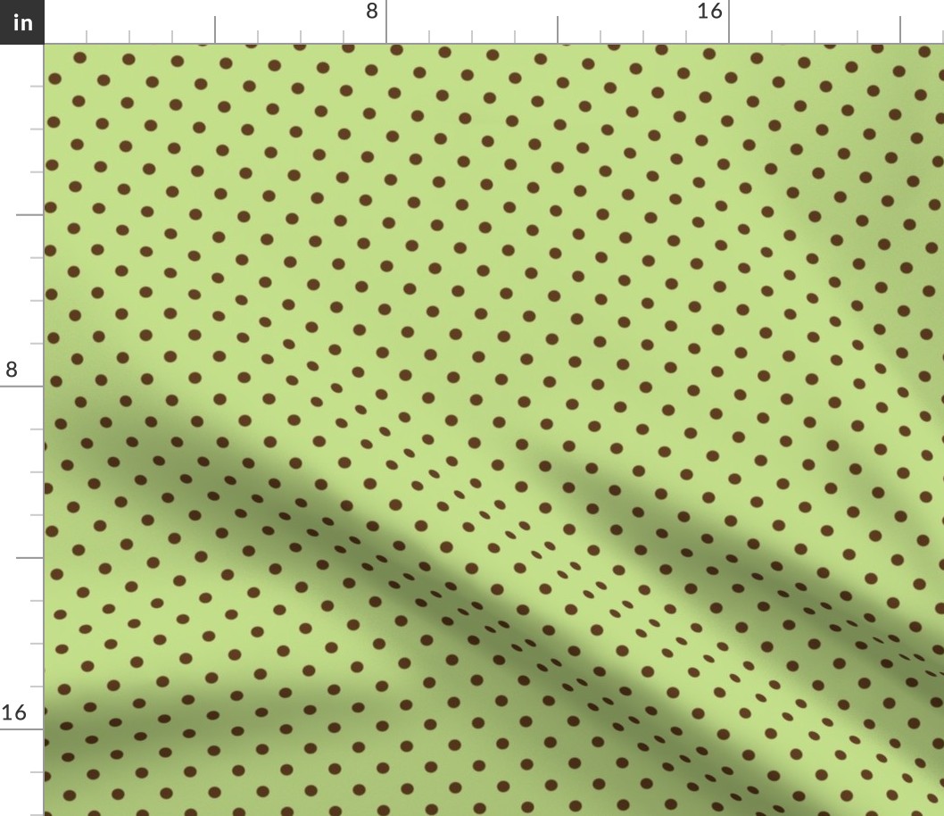 Light Green with Chocolate Polka Dots