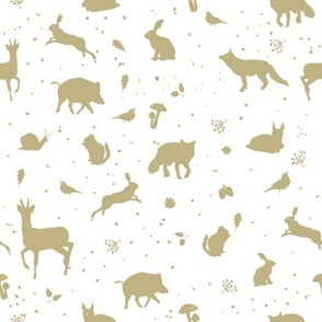 Woodland animals gold silhouettes pattern