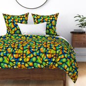 orange blue yellow green geometric design