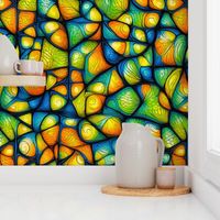 orange blue yellow green geometric design