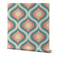 Groovy swirl wallpaper retro teal coral cream 6 medium scale by Pippa Shaw