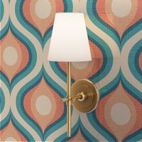 Groovy swirl wallpaper retro teal coral cream 6 medium scale by Pippa Shaw