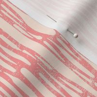 Linocut Carved Lines Coordinate Print - Cream on Coral Pink