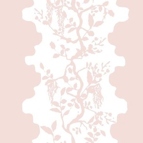 Floral Chinoiserie Stripe | Blush Pink Outlined Natural Chinoiserie Garden