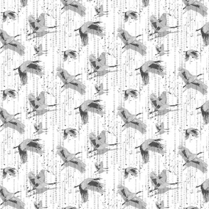 Japanese Cranes With Texture Grey & White Background 10.49"