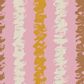 Medium Pinky Pink Stylish Stripe with Sunshine Orange Chocolate Milk Brown Almond White