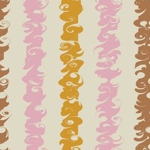 Small Almond White Stylish Stripe with Pinky Pink Sunshine Orange Chocolate Milk Brown