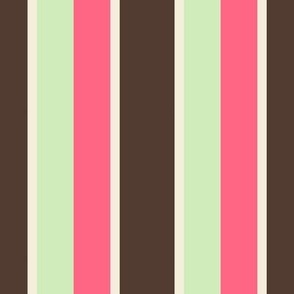 Pink Chocolate  Cream Light Green Stripe 