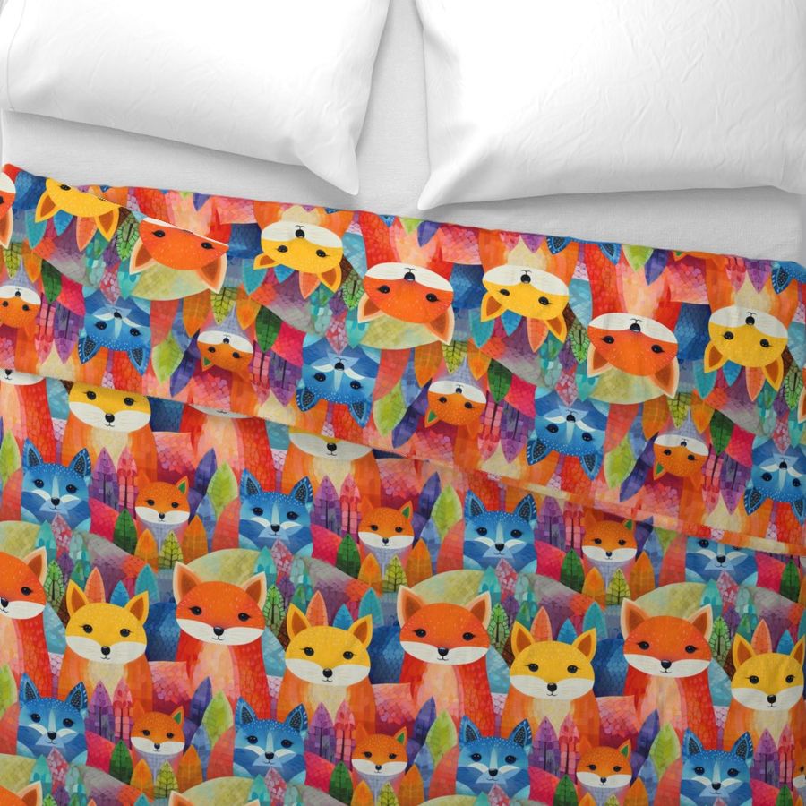 Rainbow Foxes in the Trees