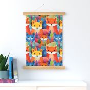 Rainbow Foxes in the Trees