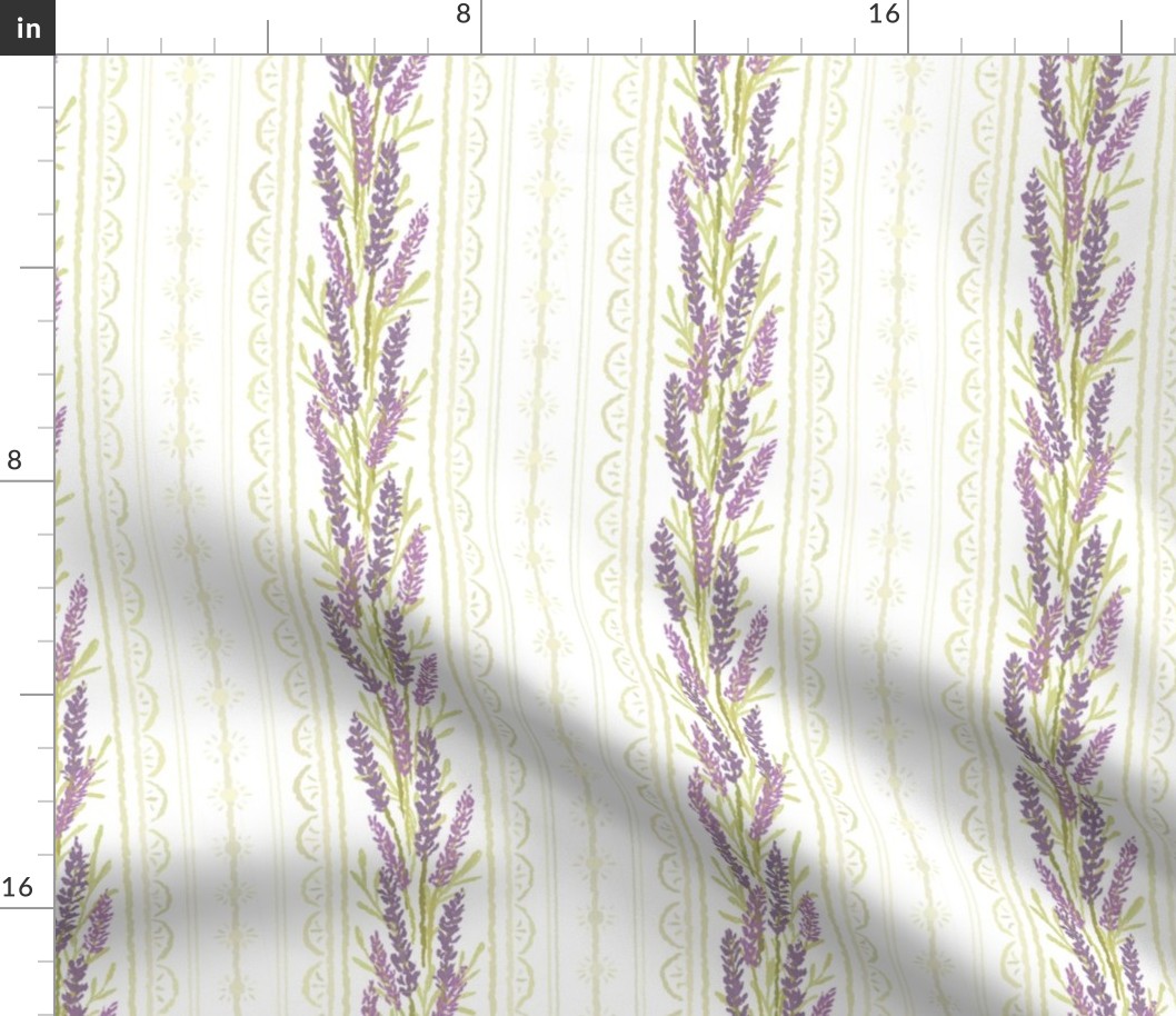 12" Lavender Vintage Floral Stripe
