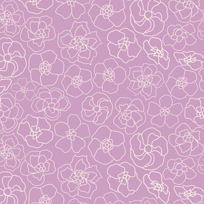Retro Floral Linework (23") - purple, cream (ST2023RFL) 