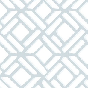 Blue Grey Vintage Chippendale Fretwork Inspired  Lattice in a Grandmillenial Style