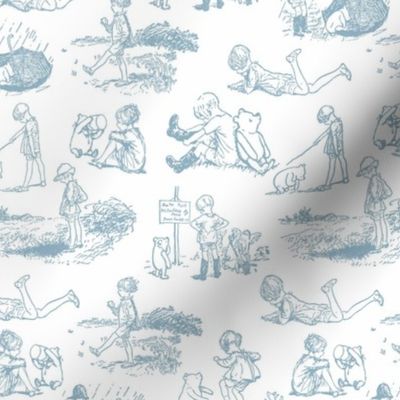 Sm. Classic Winnie the Pooh Toile Light Blue