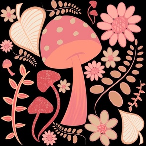 Pantone Color of the year Peach Fuzz  mushroom and floral black scaled down