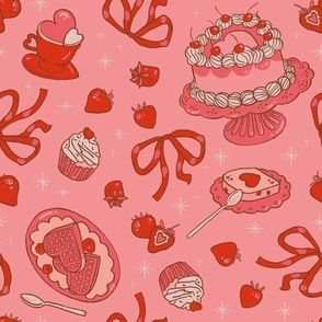 Sweet Vintage Retro Lolita Valentine all over in Pink