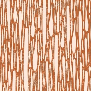 Linocut Carved Lines Coordinate Print - Cream on Terracotta Brown