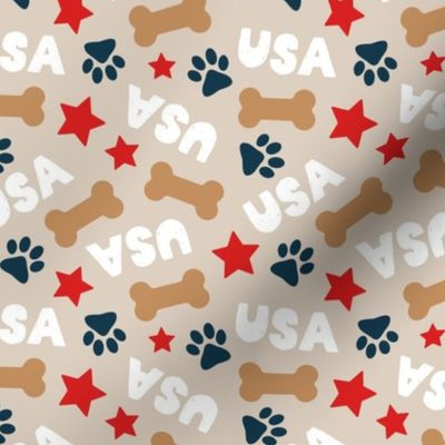 USA Pup - Patriotic Dog - tan - LAD24