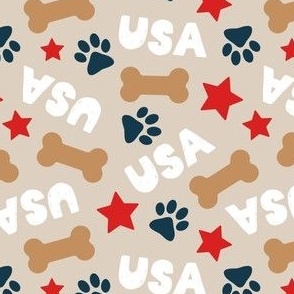 USA Pup - Patriotic Dog - tan - LAD24