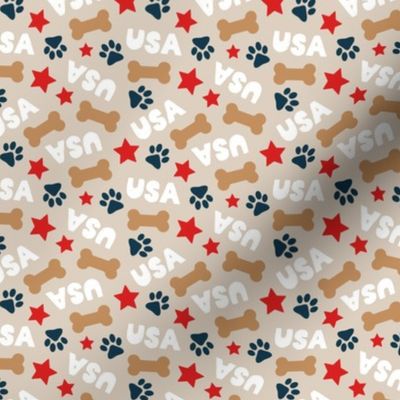 (small scale) USA Pup - Patriotic Dog - tan - LAD24