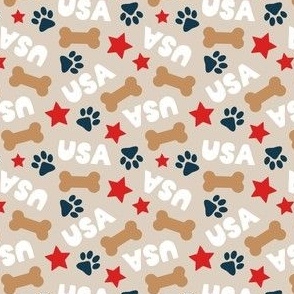 (small scale) USA Pup - Patriotic Dog - tan - LAD24