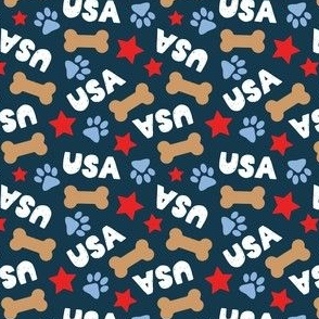 (small scale) USA Pup - Patriotic Dog - navy - LAD24