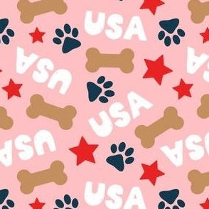 USA Pup - Patriotic Dog - Pink - LAD24
