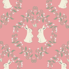 Spring Garden Bunnie Bright Large Scale, Children's Textiles for clothing and Home decor Baby Girl Nursery
