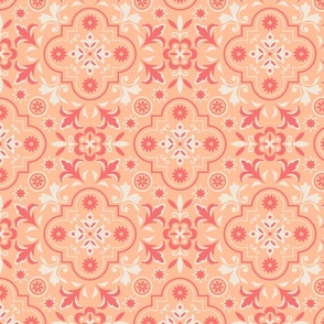 Portuguese Floral Tiles - Pantone Peach Fuzz Palette
