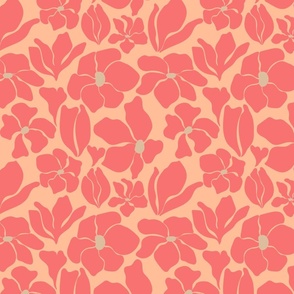 Magnolia Flowers - Matisse Inspired - Pantone Peach Fuzz Palette