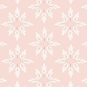 Botanical Geometric star pattern made of leaves in soft pink