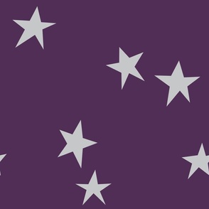 Winter Wonky Simple Stars Grey on Purple