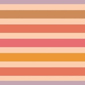 Modern Multi Stripe - Warm Retro Pinks on Blush