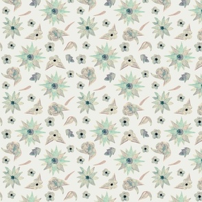 Ice blue florals vintage green gray
