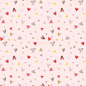 watercolor hearts - red/yellow
