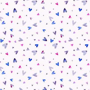 watercolor hearts - pink/blue